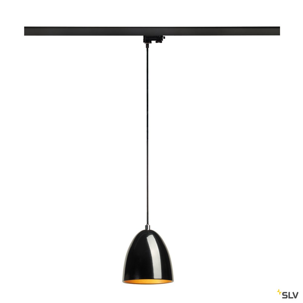 SLV PARA CONE 14 Pendelleuchte, rund, schwarz/gold, GU10, inkl. schwarzem 3P.-Adapter