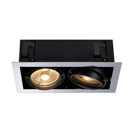 SLV Downlight / Deckeneinbaustrahler AIXLIGHT FLAT DOUBLE ES111 chr/sw 75W