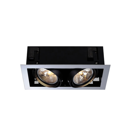 SLV AIXLIGHT FLAT DOUBLE QRB111 Deckeneinbauleuchte, chrom / mattschwarz, max. 50W