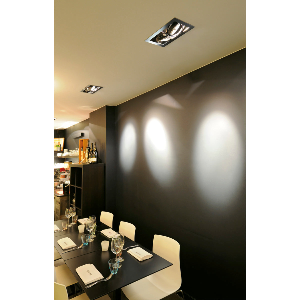 SLV AIXLIGHT FLAT DOUBLE QRB111 Deckeneinbauleuchte, chrom / mattschwarz, max. 50W