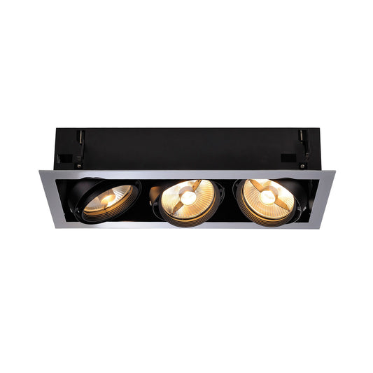 SLV AIXLIGHT FLAT TRIPLE ES111 Deckeneinbauleuchte, chrom / mattschwarz, 3xGU10, max. 75W