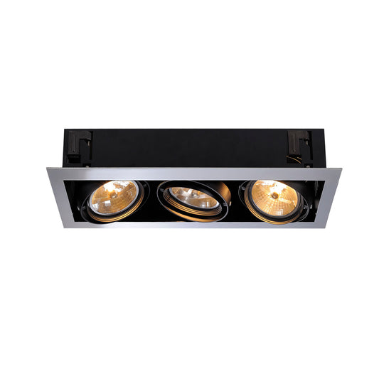 SLV AIXLIGHT FLAT TRIPLE QRB111 Deckeneinbauleuchte, chrom / mattschwarz, max. 3x50W