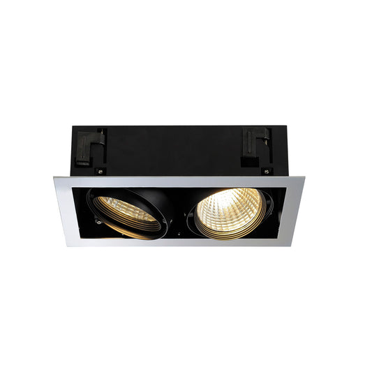 SLV AIXLIGHT FLAT DOUBLE LED Deckeneinbaul., chrom/matt- schwarz, 30°, 3000K,m. Treiber