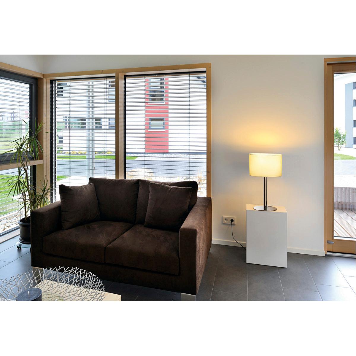 SLV SOPRANA OVAL Tischleuchte TL-1, weisses Textil, E27, max. 60W