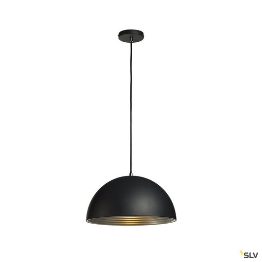 SLV FORCHINI M Pendelleuchte, PD-2, 40cm, rund, schwarz/ silber, E27, max. 40W