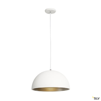 SLV FORCHINI M Pendelleuchte, PD-2, 40cm, rund, weiss/ silber, E27, max. 40W