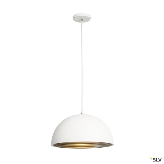 SLV FORCHINI M Pendelleuchte, PD-2, 40cm, rund, weiss/ silber, E27, max. 40W