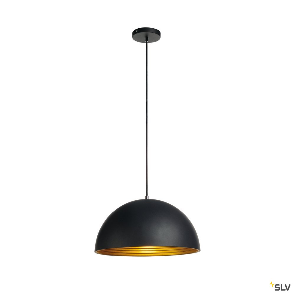 SLV FORCHINI M Pendelleuchte, PD-2, 40cm, rund, schwarz/ gold, E27, max. 40W