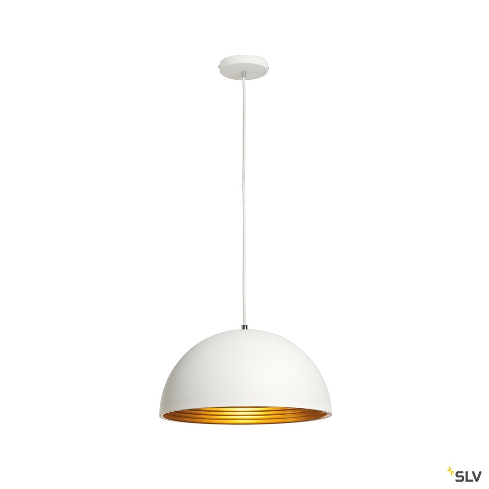 SLV FORCHINI M Pendelleuchte, PD-2, 40cm, rund, weiss/gold, E27, max. 40W