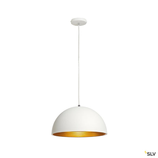 SLV FORCHINI M Pendelleuchte, PD-2, 40cm, rund, weiss/gold, E27, max. 40W