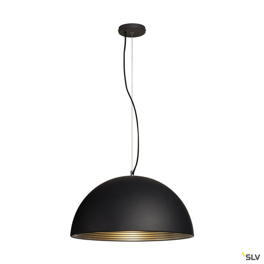 SLV FORCHINI M Pendelleuchte, PD-1, 50cm, rund, schwarz/ silber, E27, max. 40W