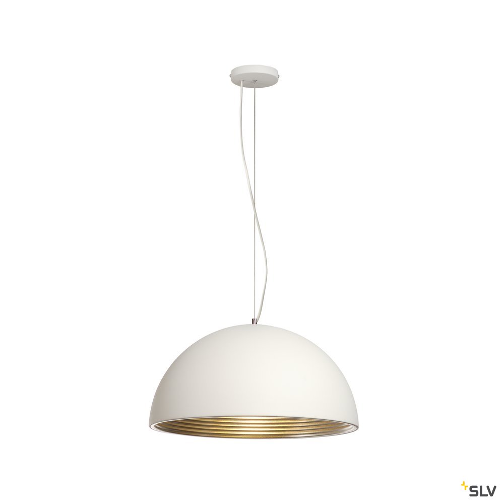 SLV FORCHINI M Pendelleuchte, PD-1, 50cm, rund, weiss/ silber, E27, max. 40W