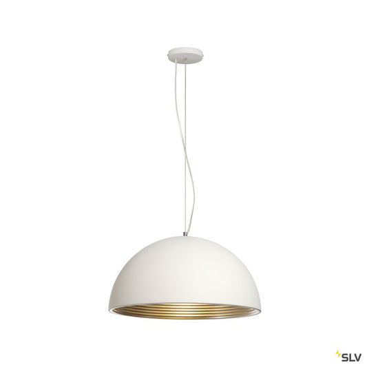 SLV FORCHINI M Pendelleuchte, PD-1, 50cm, rund, weiss/ silber, E27, max. 40W