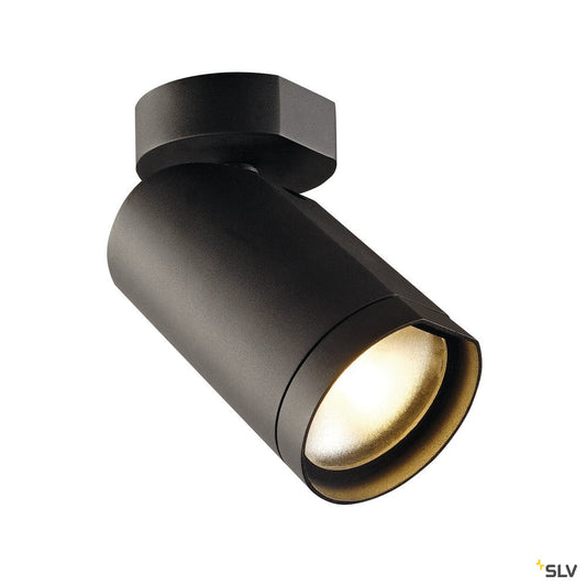 SLV BILAS SPOT, single LED, rund, mattschwarz, 15W, 25°, 2700K, mit Rosette