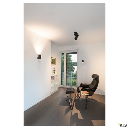 SLV BILAS SPOT, single LED, rund, mattschwarz, 15W, 25°, 2700K, mit Rosette