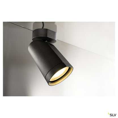SLV BILAS SPOT, single LED, rund, mattschwarz, 15W, 25°, 2700K, mit Rosette