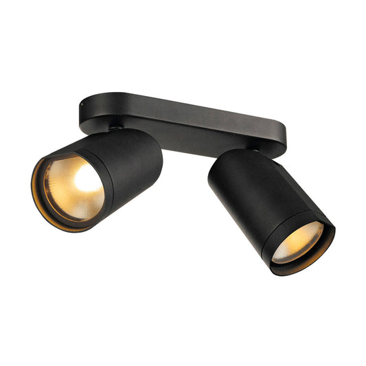 SLV BILAS SPOT, double LED, rund, mattschwarz, 2x15W, 25°, 2700K, mit Rosette