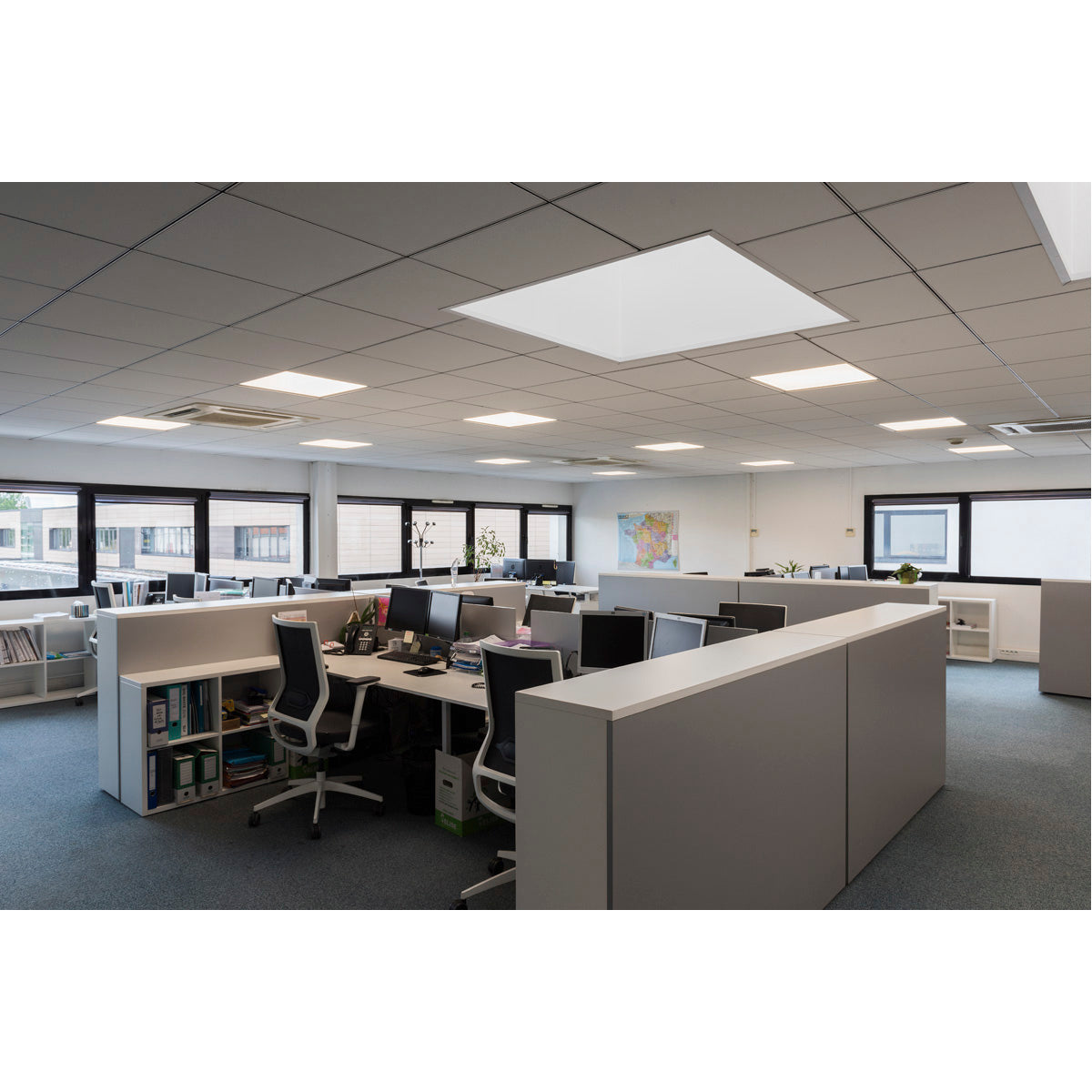 SLV I-VIDUAL, LED-Panel für Rasterdecken, 4000K, silbergrau, L/B 59,5/59,5 cm