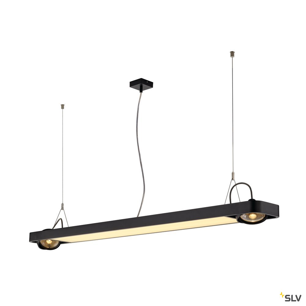 SLV AIXLIGHT R2 OFFICE LED LONG, Pendelleuchte, schwarz, LED + 2xES111, max. 75W, 153cm