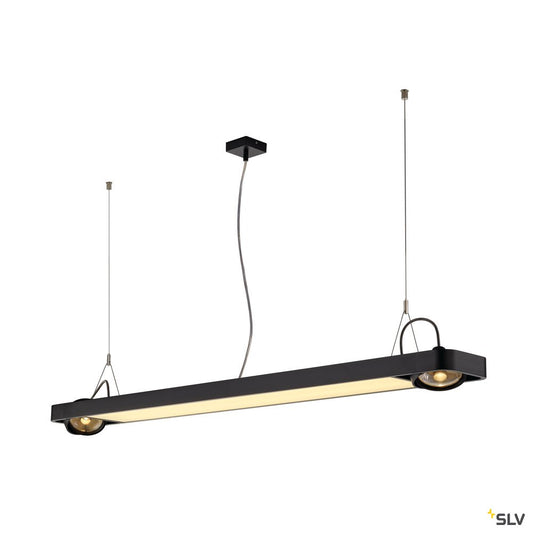 SLV AIXLIGHT R2 OFFICE LED LONG, Pendelleuchte, schwarz, LED + 2xES111, max. 75W, 153cm