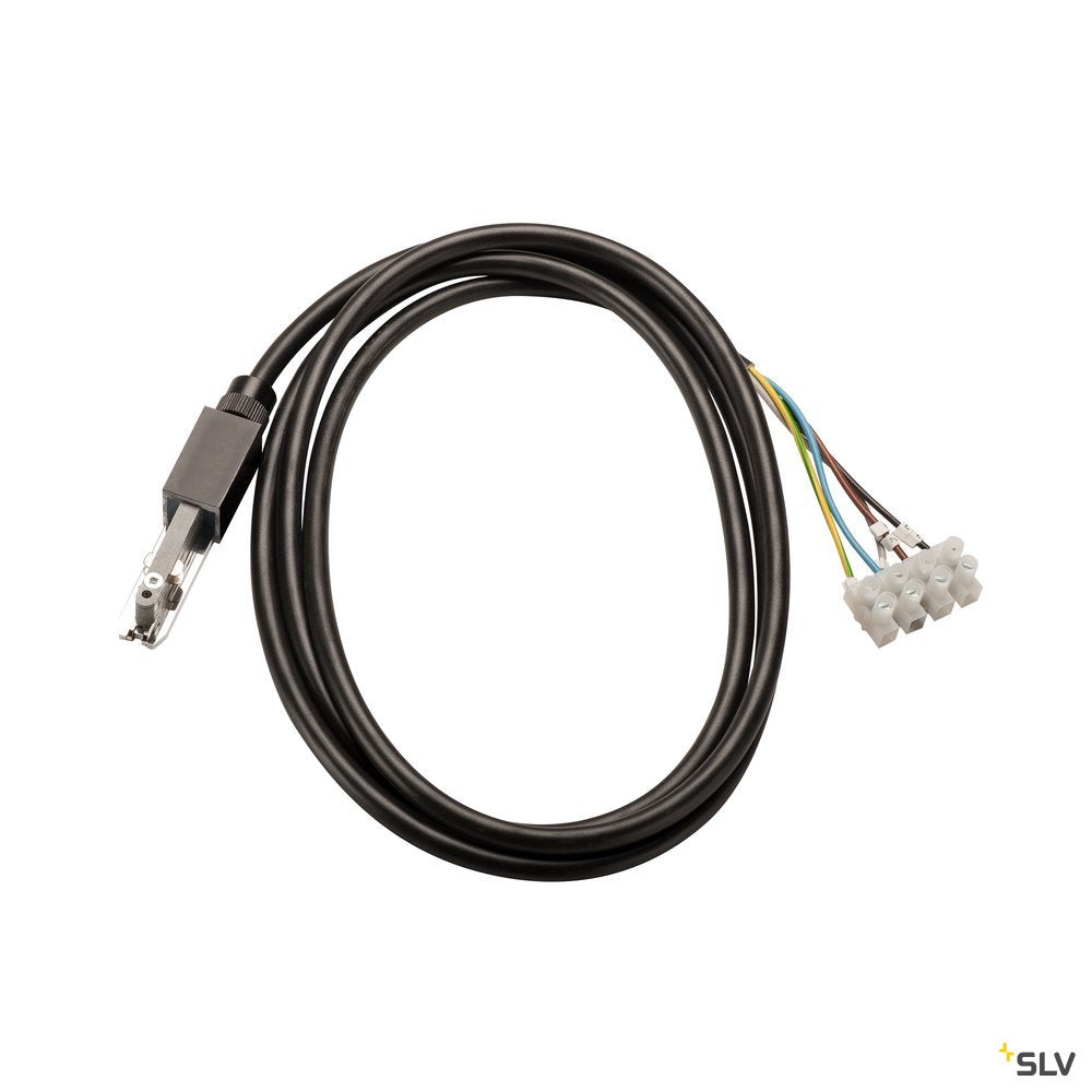 SLV EINSPEISER, für D-TRACK Hochvolt-Stromschiene 2Phasen, schwarz, mit 2m Kabel