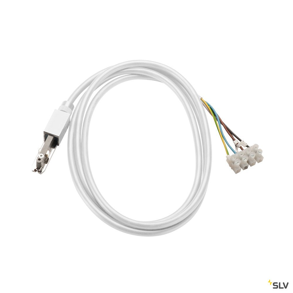 SLV EINSPEISER, für D-TRACK Hochvolt-Stromschiene 2Phasen, weiß, mit 2m Kabel