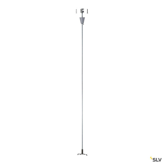 SLV Drahtseilabhängung-Set mit Stange für S-TRACK 3P.-Schie- ne, sibergrau, 100cm