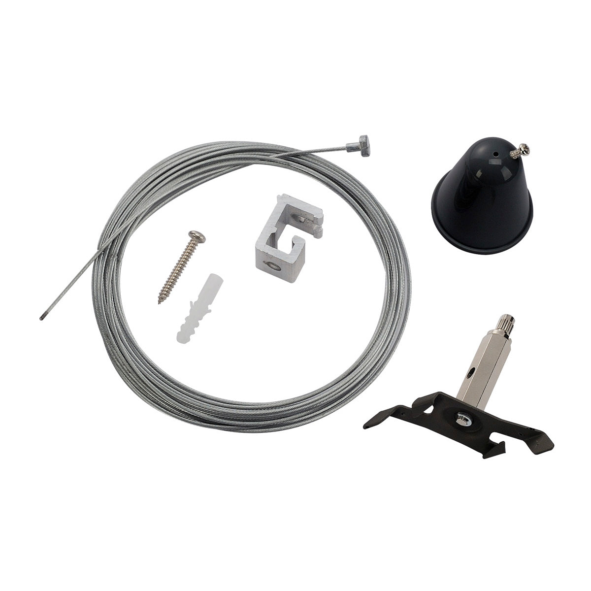 SLV Drahtseilabhängung-Set mit Kabel für S-TRACK 3P.-Schie- ne, schwarz, 5m