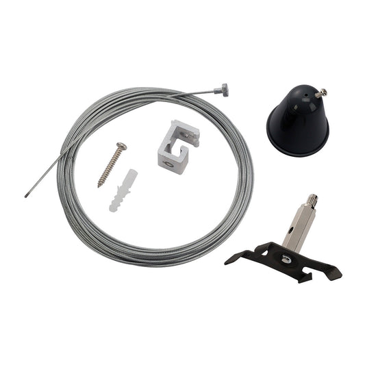 SLV Drahtseilabhängung-Set mit Kabel für S-TRACK 3P.-Schie- ne, schwarz, 5m