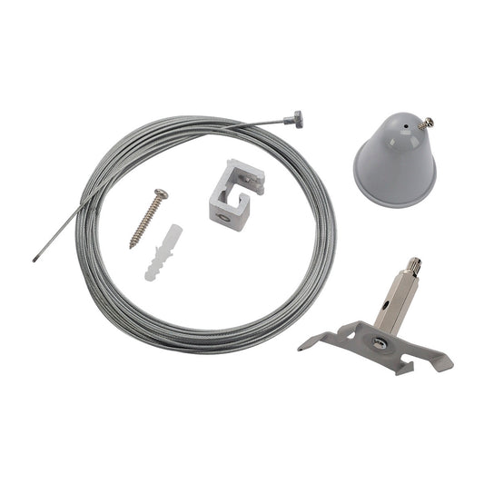 SLV Drahtseilabhängung-Set mit Kabel für S-TRACK 3P.-Schie- ne, silbergrau, 5m