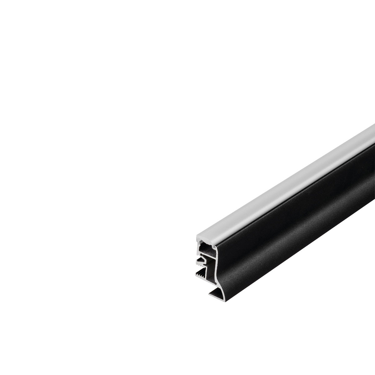 SLV GLENOS Fussleiste-Profil 100,mattschwarz, 1m, mit semi-transparenter Acrylabdeckung