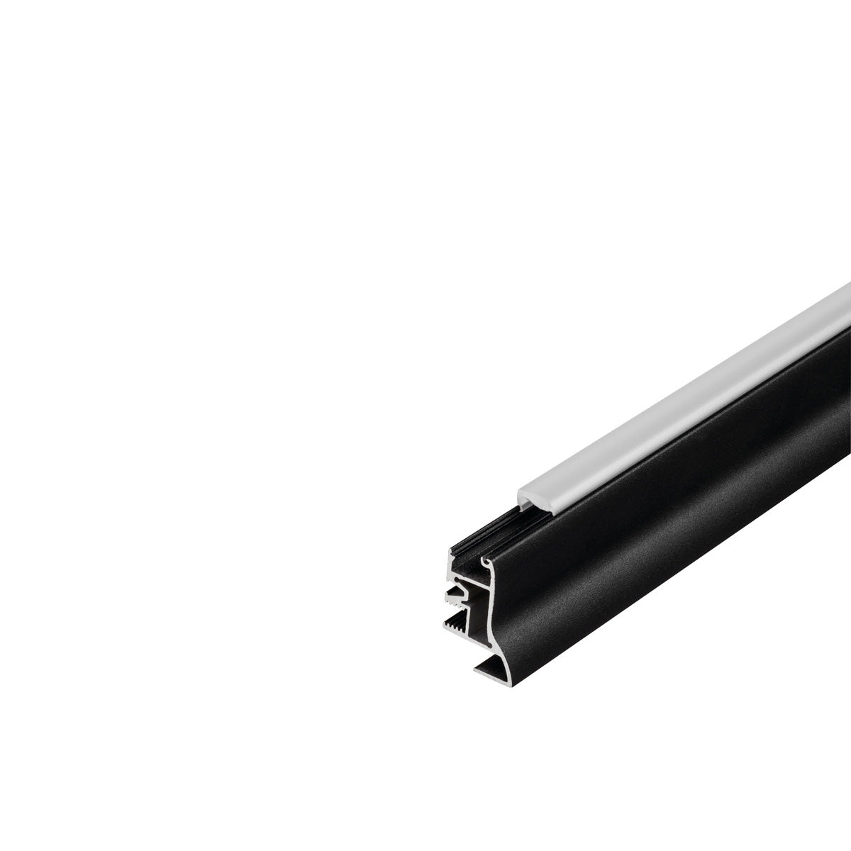 SLV GLENOS Fußleisten-Profil 200,mattschwarz, 2m, mit semi-transparenter Acrylabdeckung