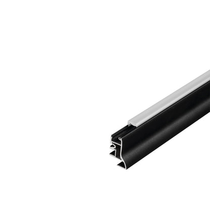 SLV GLENOS Fußleisten-Profil 200,mattschwarz, 2m, mit semi-transparenter Acrylabdeckung