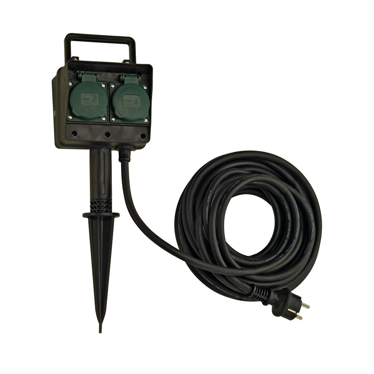 SLV 4-Fach Gartensteckdose, IP44, mit 10m Anschlussleitung und Schutzkontaktstecker