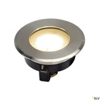 SLV DASAR FLAT LED 230V Bodenein- baustrahler, rund, 4,3W LED, warmweiss, Edelstahlblende
