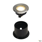 SLV DASAR FLAT LED 230V Bodenein- baustrahler, rund, 4,3W LED, warmweiss, Edelstahlblende