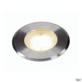 SLV DASAR FLAT LED 230V Bodenein- baustrahler, rund, 4,3W LED, warmweiss, Edelstahlblende