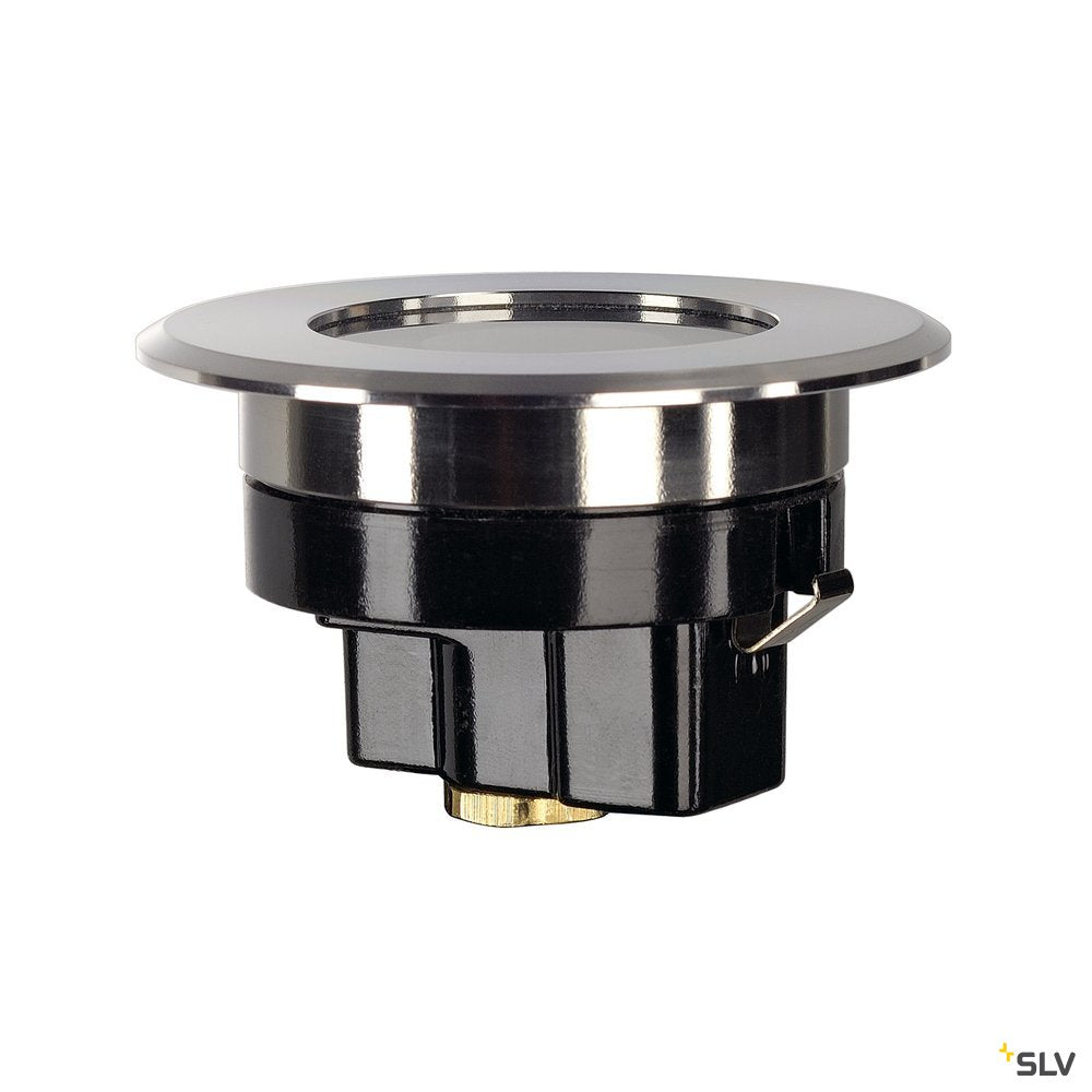 SLV DASAR FLAT LED 230V Bodenein- baustrahler, rund, 4,3W LED, warmweiss, Edelstahlblende