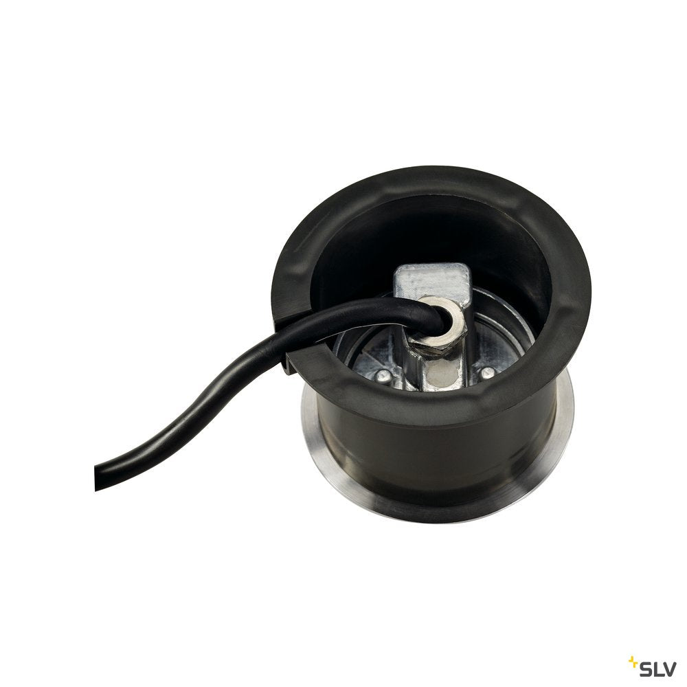 SLV DASAR FLAT LED 230V Bodenein- baustrahler, rund, 4,3W LED, warmweiss, Edelstahlblende