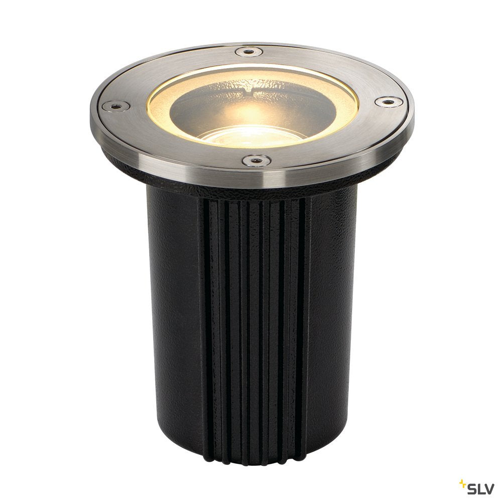 SLV DASAR EXACT GU10 Bodeneinbau- leuchte, rund, Edelstahl 316, max. 35W, IP67