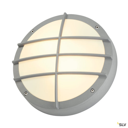 SLV BULAN GRID Wandleuchte, rund, silbergrau, E27, max. 2x25W, PC Cover