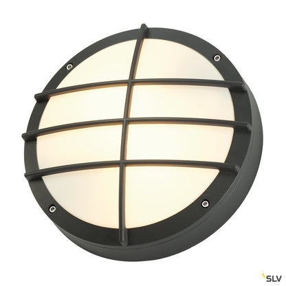 SLV BULAN GRID Wandleuchte, rund, anthrazit, E27, max. 2x25W, PC Cover