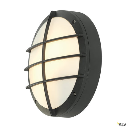 SLV BULAN GRID Wandleuchte, rund, anthrazit, E27, max. 2x25W, PC Cover