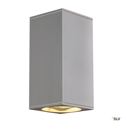 SLV BIG THEO UP/DOWN OUT Wandleuchte, eckig, silbergrau, ES111, max. 2x75W