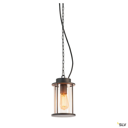 SLV PHOTONIA E27, Outdoor Pendelleuchte, anthrazit, inkl. 5m Kette und Anschlussleitung mit offenem Kabelende, max.60W, IP44