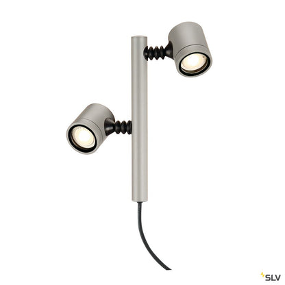 SLV NEW MYRA 2 Leuchtenköpfe, silbergrau, GU10, max. 2x4W, IP44