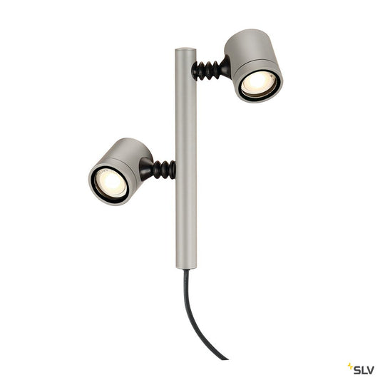 SLV NEW MYRA 2 Leuchtenköpfe, silbergrau, GU10, max. 2x4W, IP44