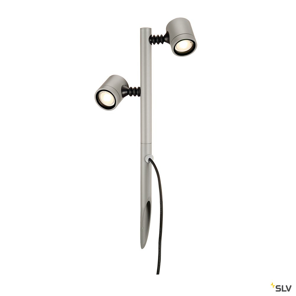 SLV NEW MYRA 2 Leuchtenköpfe, silbergrau, GU10, max. 2x4W, IP44