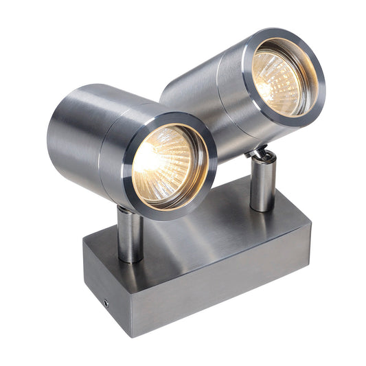 SLV SST 304 GU10 DOUBLE SPOT Wand- leuchte, Edelstahl 304, 2xGU10, max. 2x35W