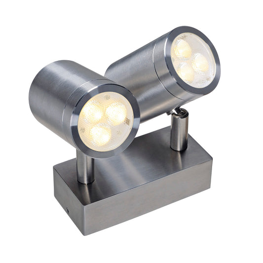 SLV SST 316 LED DOUBLE SPOT Wand- leuchte, Edelstahl 316, LED 2x3W, 3.000K, IP44